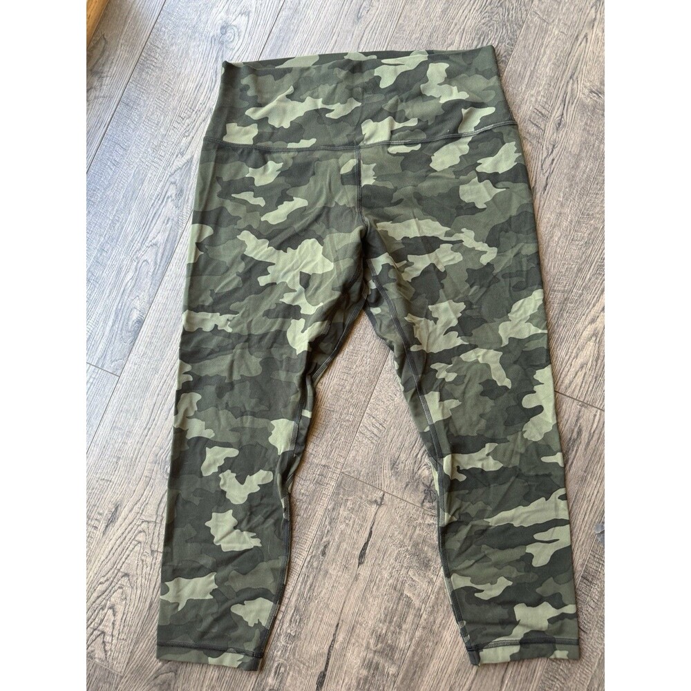 Lululemon Align Crop 23" Leggings Size 12 High-Rise Camo Olive Green Yoga Pants - Picture 1 of 4